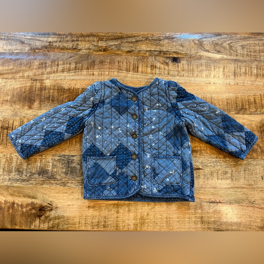 Gap Denim Patchwork Button Front Jacket Size 4